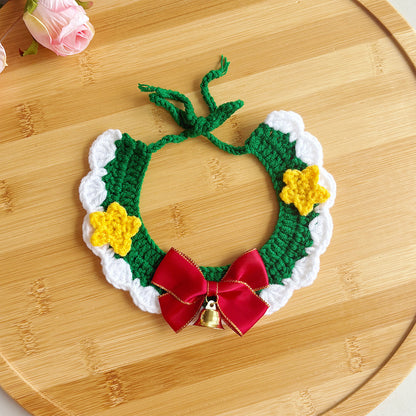 Pet Christmas Scarves, Cat Scarves, Dog Bibs, Accessories, Yarn Santa Bibs