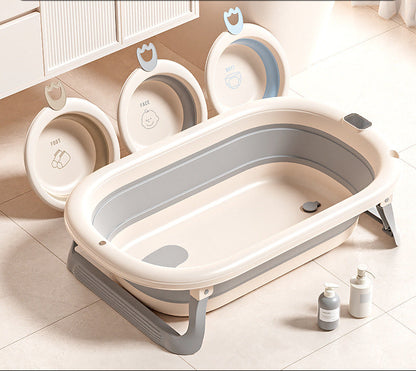 Foldable Baby Bathtub with Temperature Display & Bath Support – Space Saving Infant Toddler Tub with Non-Slip Legs