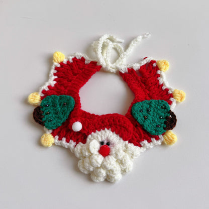 Christmas Cat Scarf, Dog Scarf, Saliva Towel, Small Size Dogs Pet Wool Collar, Hand-Knitted Accessories