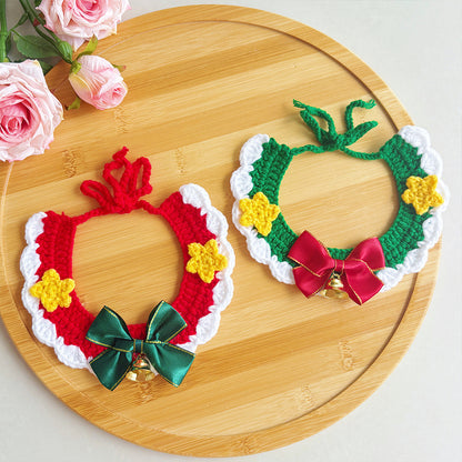 Pet Christmas Scarves, Cat Scarves, Dog Bibs, Accessories, Yarn Santa Bibs