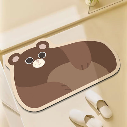 3D Diatom Mud Cat Doormat, Cute Kitten Door Mat, Funny Animal Entrance Rug for Bathroom Bedroom & Front Door