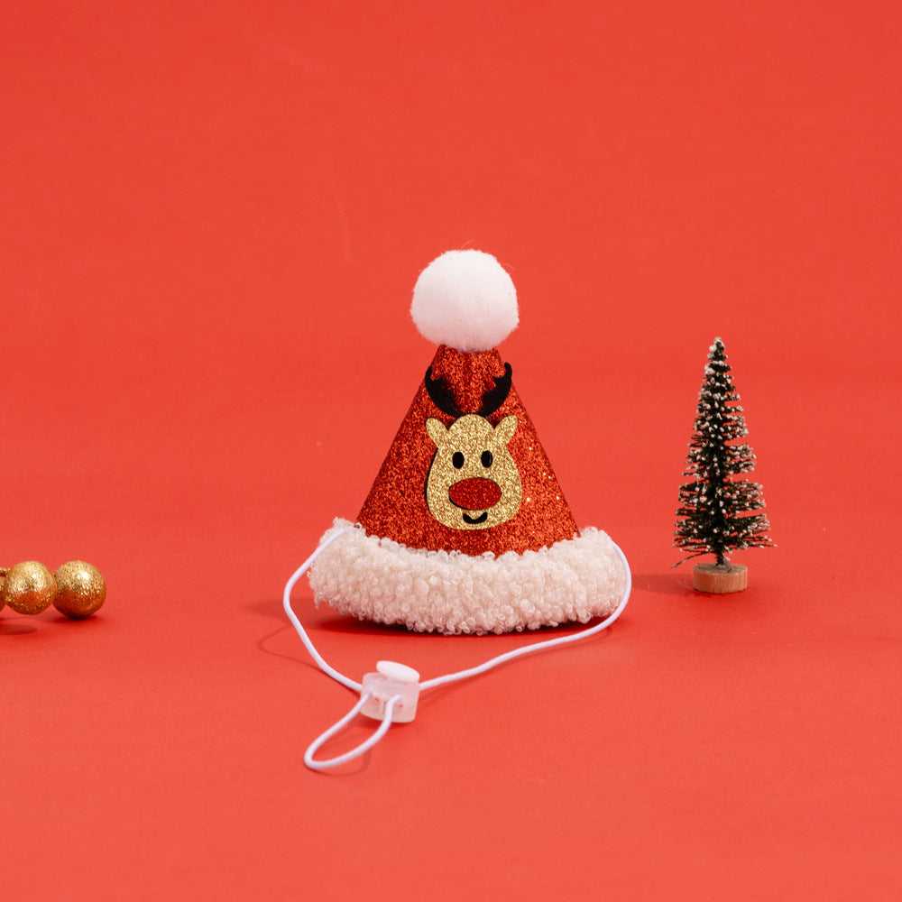 Pet Christmas suit Cat Scarf Headwear Scarf Medium and Small Dog Knitted Wool Hanging Hair Ball Elk