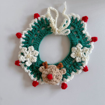 Christmas Cat Scarf, Dog Scarf, Saliva Towel, Small Size Dogs Pet Wool Collar, Hand-Knitted Accessories