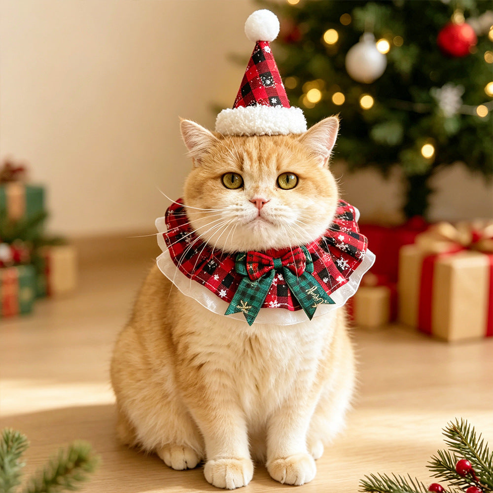 Pet Christmas Scarf, Cat Christmas Hats, Decorative Neck Scarves and Collars For Small and Medium-Sized Dogs
