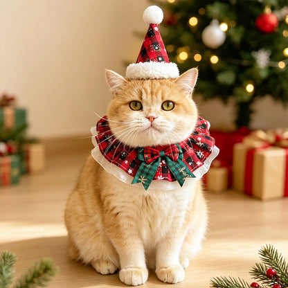 Pet Christmas Scarf, Cat Christmas Hats, Decorative Neck Scarves and Collars For Small and Medium-Sized Dogs