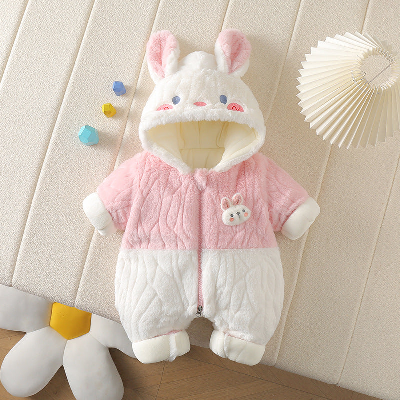 Baby Bunny Fleece Jumpsuit – Soft & Cozy Hooded One-Piece for Toddlers