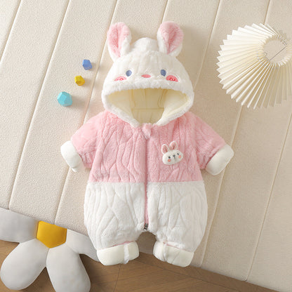 Baby Bunny Fleece Jumpsuit – Soft & Cozy Hooded One-Piece for Toddlers