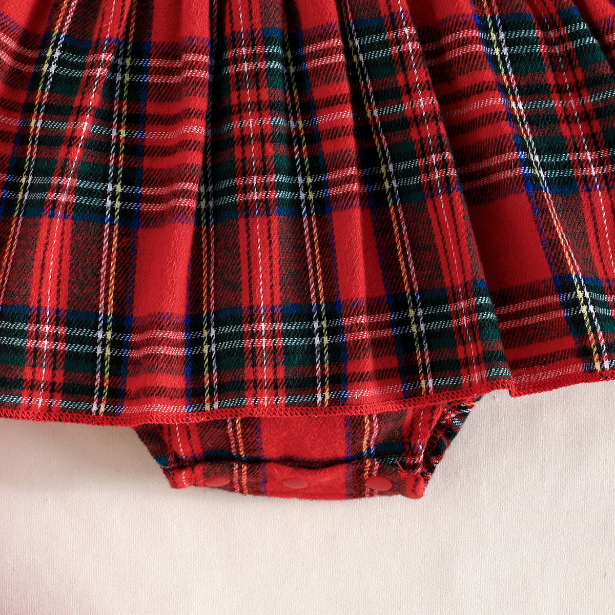 Baby Christmas Clothing for Girls, Plaid Heart Long-Sleeved Jumpsuit