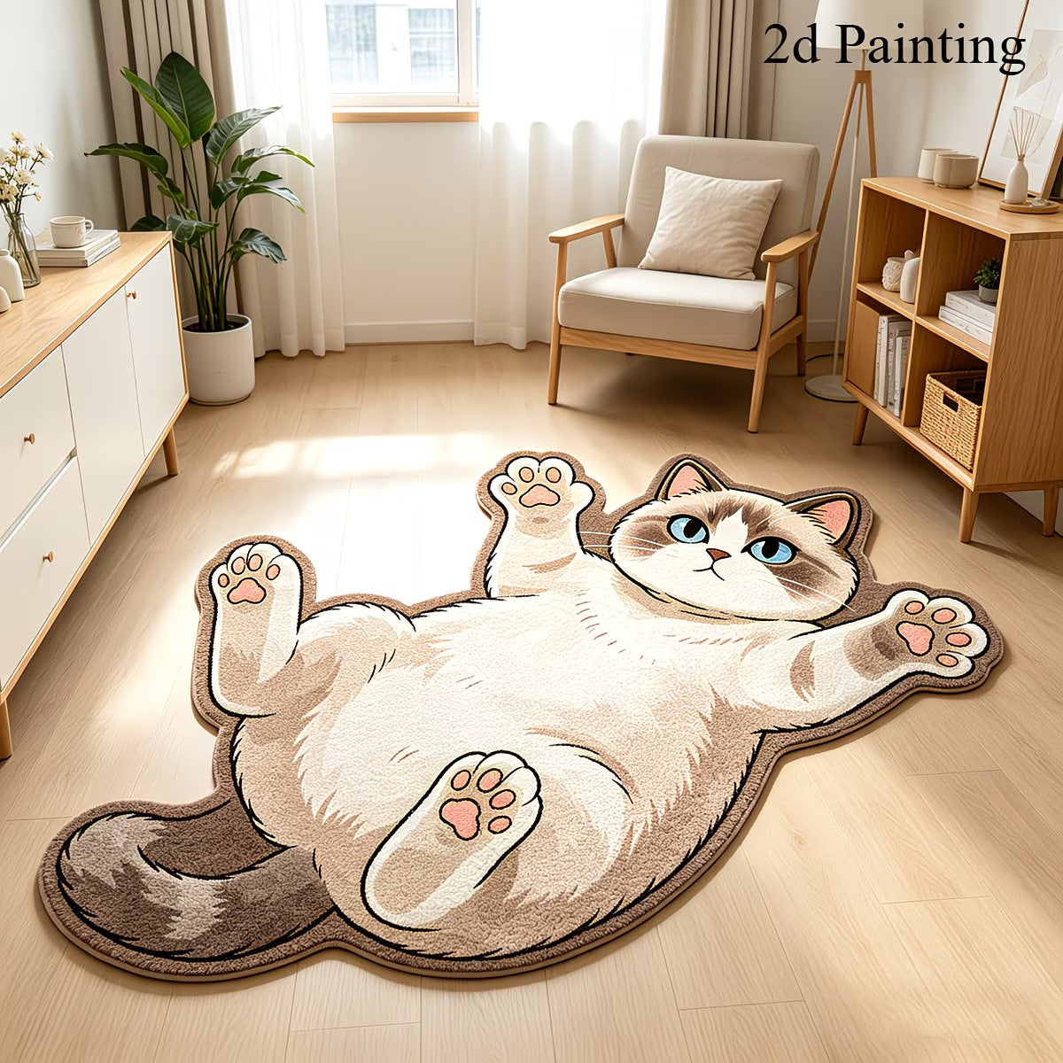 3D Sleeping Cat Doormat, Cute Kitten Door Mat, Funny Animal Floor Rug for Bedroom Bathroom & Entryway