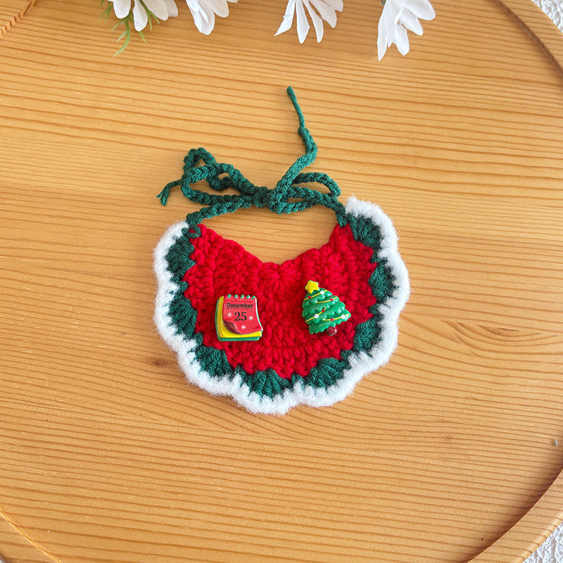 Pet Christmas Scarves, Cat Scarves, Dog Bibs, Accessories, Yarn Santa Bibs