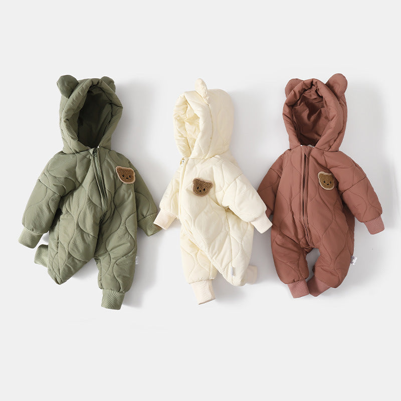 Little Bear Baby Jumpsuit – Adorable Hooded Fleece Romper for Newborns & Toddlers