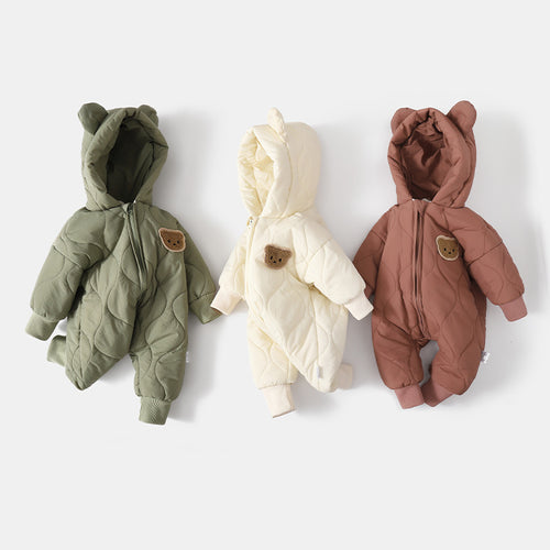 Little Bear Baby Jumpsuit – Adorable Hooded Fleece Romper for Newborns & Toddlers