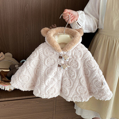 Sweet Baby Fleece Cloak – Adorable Hooded One-Piece Romper for Babies 0–3 Years