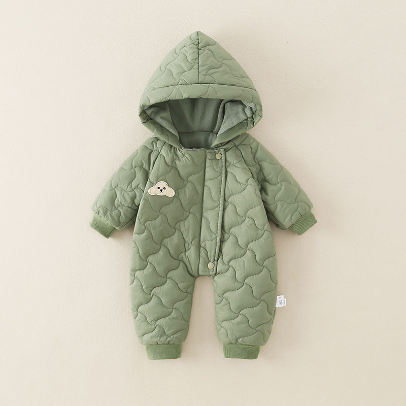 Little One Cozy Fleece Jumpsuit – Cute Animal Hooded Baby Romper 0–3 Years