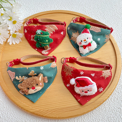 Christmas New Pet Triangle Scarf Collar Cute Cat Christmas Accessories Dog Collar Red Elk