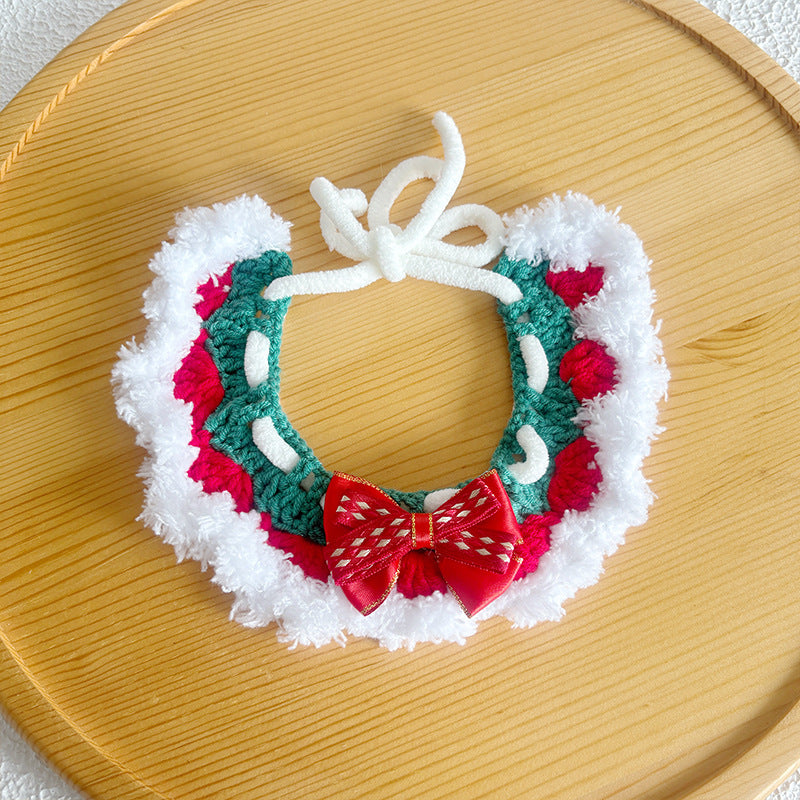 Pet Christmas Scarves, Cat Scarves, Dog Bibs, Accessories, Yarn Santa Bibs