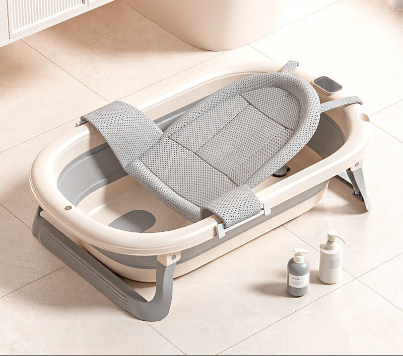 Foldable Baby Bathtub with Temperature Display & Bath Support – Space Saving Infant Toddler Tub with Non-Slip Legs