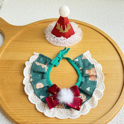 Pet Christmas Scarf, Cat Christmas Hats, Decorative Neck Scarves and Collars For Small and Medium-Sized Dogs