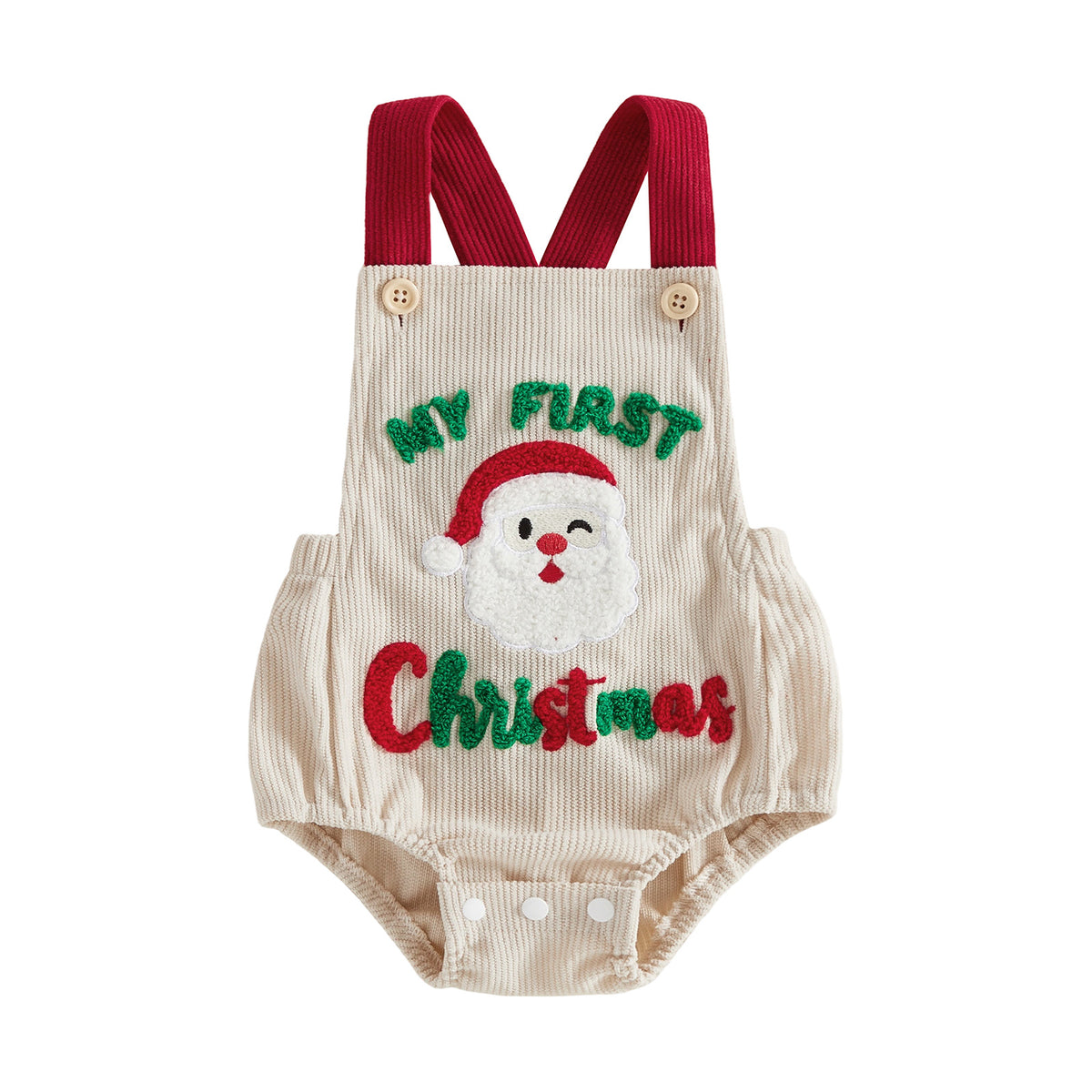 Christmas Cute Baby Jumpsuit, Boys and Girls Santa Claus Towel Embroidered Romper Jumpsuit