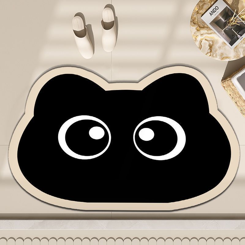 3D Diatom Mud Cat Doormat, Cute Kitten Door Mat, Funny Animal Entrance Rug for Bathroom Bedroom & Front Door