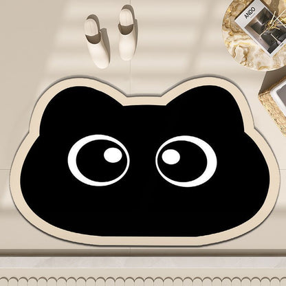 3D Diatom Mud Cat Doormat, Cute Kitten Door Mat, Funny Animal Entrance Rug for Bathroom Bedroom & Front Door