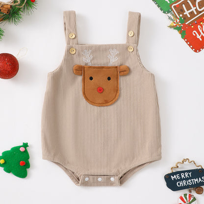 Baby Christmas Sleeveless Jumpsuit, Christmas Baby Gift, Cute Xmas Vibe Jumpsuit