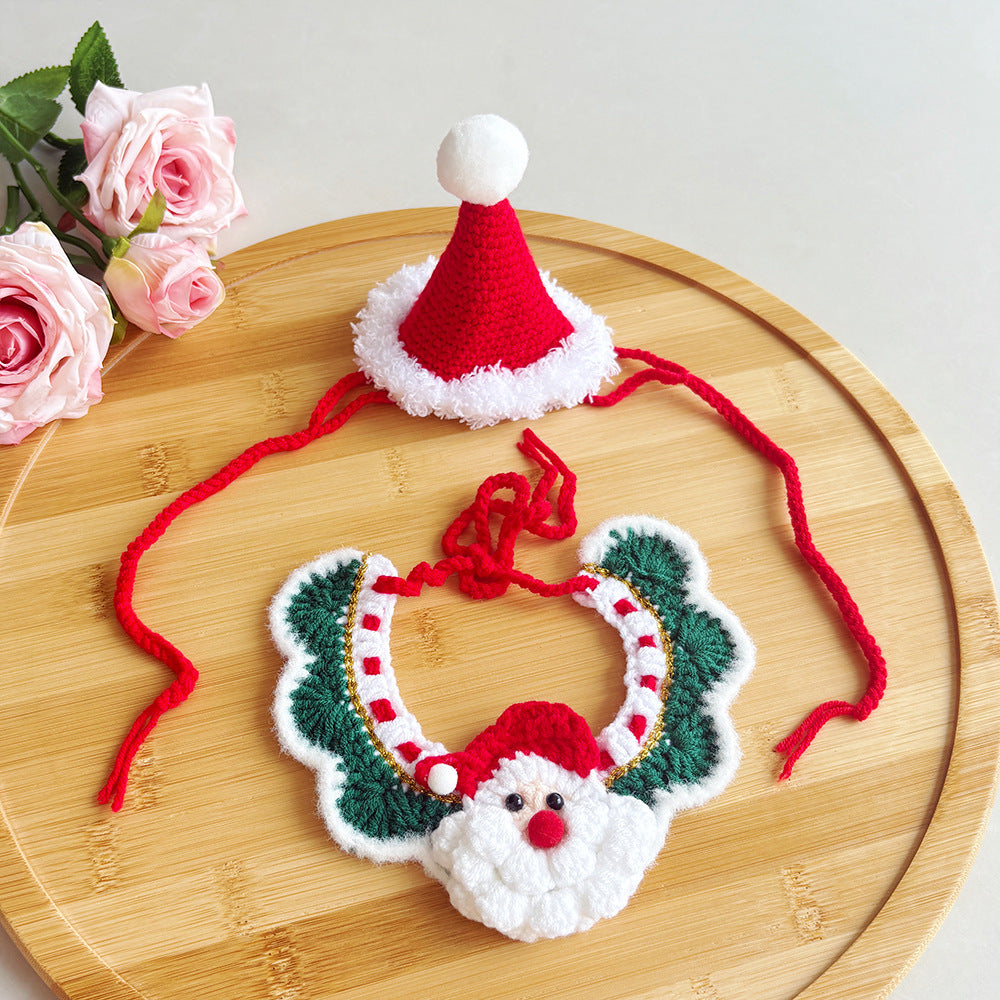 Christmas Pet Neck Warmers, Cat Outfits, Knitted Dog Christmas Hats, Knitted Santa Scarves, and Accessories