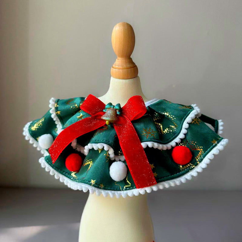 Pet Christmas Holiday Dress-up Scarf Decorative Supplies Dog Scarf Cat Slippery Towel Bib Bow Tie