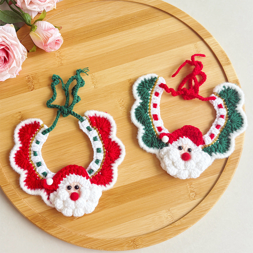 Pet Christmas Scarves, Cat Scarves, Dog Bibs, Accessories, Yarn Santa Bibs