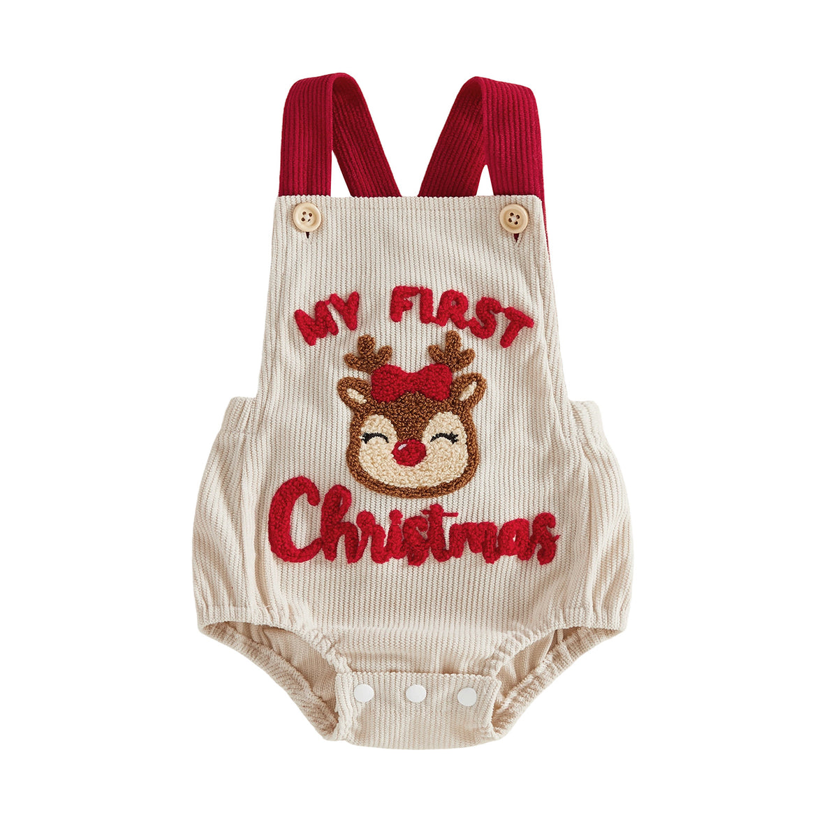 Christmas Cute Baby Jumpsuit, Boys and Girls Santa Claus Towel Embroidered Romper Jumpsuit