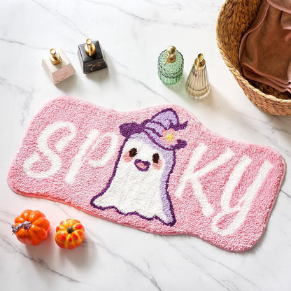Halloween Alien-Shaped Faux Cashmere Floor Mat, Happy Halloween Funny Gift Home Decor