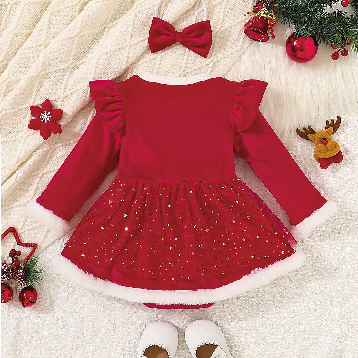Spring and Autumn Baby Girl Jumpsuit, Long Sheeve Baby Christmas Gift
