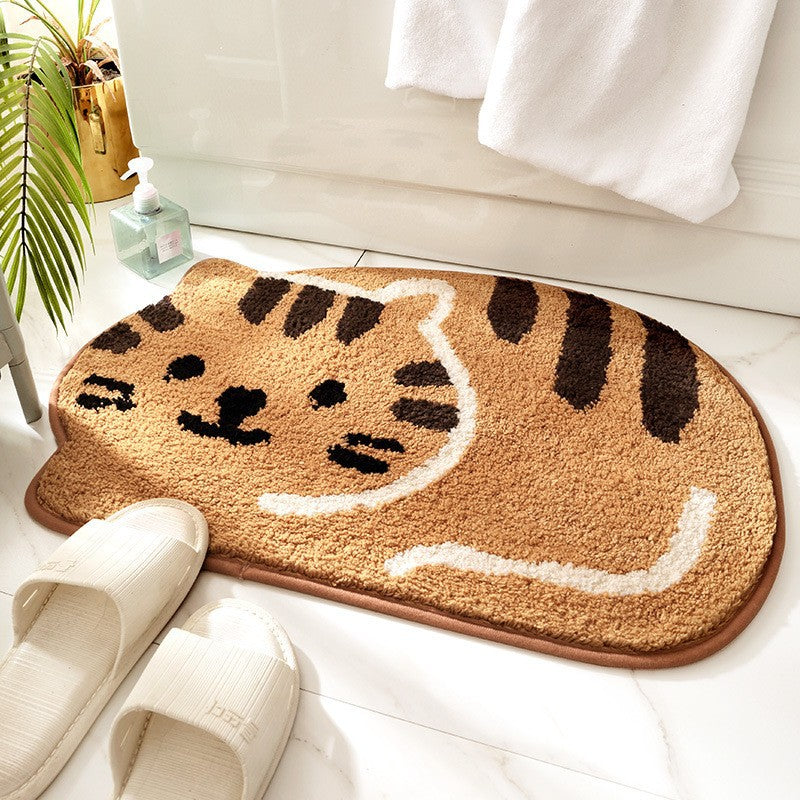 Cute Bathroom Non-Slip Mat, Funny Shaped Velvet Foot Mat, Home Bathtub Mat Home Decor