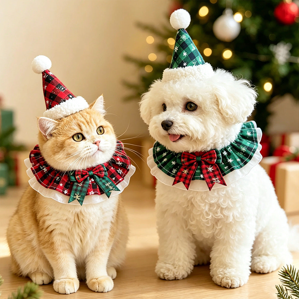 Pet Christmas Scarf, Cat Christmas Hats, Decorative Neck Scarves and Collars For Small and Medium-Sized Dogs