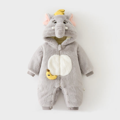 Newborn Baby Jumpsuit – Cozy Rabbit Fleece Hooded Romper for Babies & Toddlers