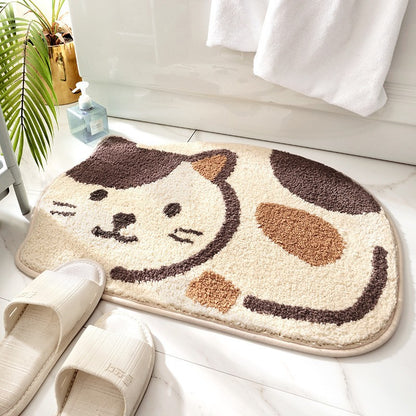 Cute Bathroom Non-Slip Mat, Funny Shaped Velvet Foot Mat, Home Bathtub Mat Home Decor
