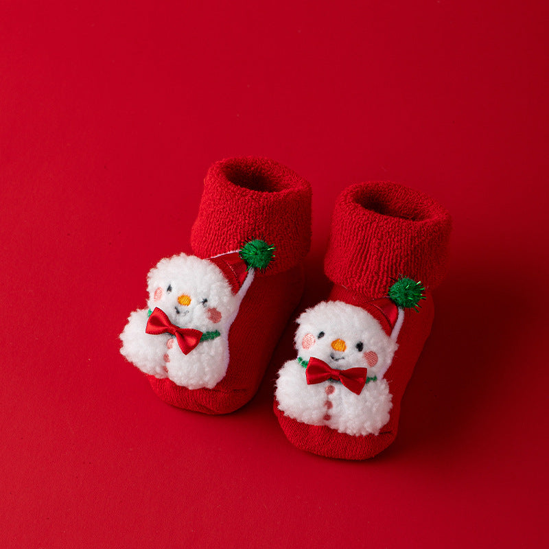 Set of 5 Christmas Baby Socks, Warm Non Slip Newborn Socks, Cute Holiday Socks for Baby Boys and Girls