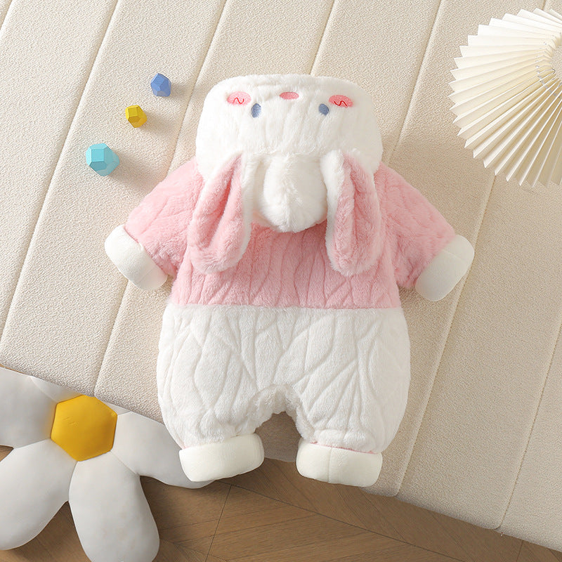Baby Bunny Fleece Jumpsuit – Soft & Cozy Hooded One-Piece for Toddlers
