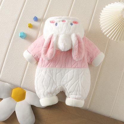 Baby Bunny Fleece Jumpsuit – Soft & Cozy Hooded One-Piece for Toddlers