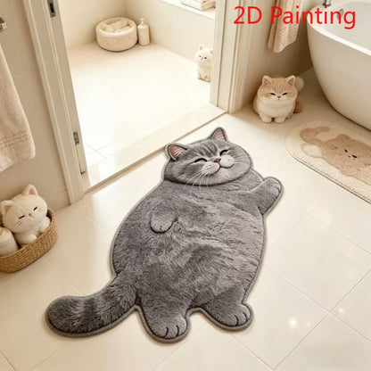 Cat-Like Plush Diatomaceous Earth Floor Mat for Home Bathroom, Absorbent and Quick-Drying Foot Mat