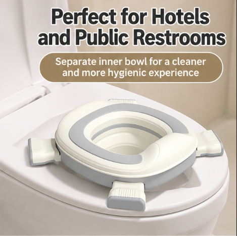 2-in-1 Foldable Toddler Travel Potty – Portable Potty Training Seat with Removable Bowl & Splash Guard