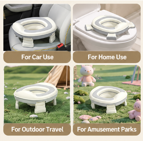2-in-1 Foldable Toddler Travel Potty – Portable Potty Training Seat with Removable Bowl & Splash Guard