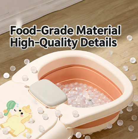 Foldable Baby Bath Seat with Adjustable Headrest – Ergonomic Reclining Toddler Bath Support with 5-Level Hip Support