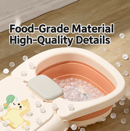 Foldable Baby Bath Seat with Adjustable Headrest – Ergonomic Reclining Toddler Bath Support with 5-Level Hip Support