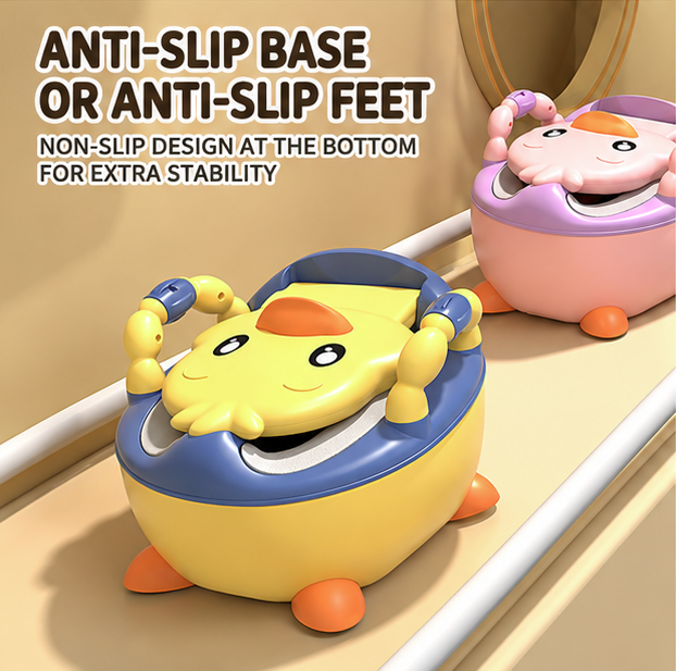 Cute Duck Toddler Potty Training Chair – Portable Baby Potty with Handles, Soft Seat, Splash Guard & Non-Slip Base