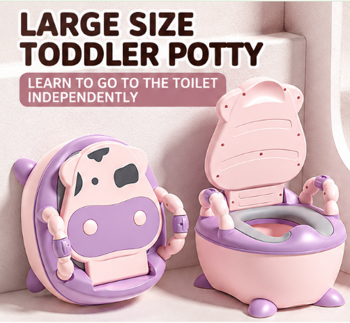Toddler Potty Training Chair with Backrest & Handles – Large Kids Toilet with Soft Seat, Splash Guard & Removable Inner Pot