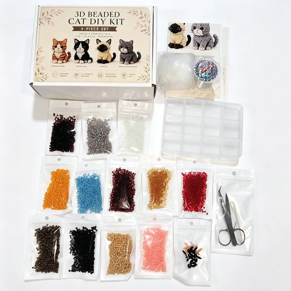 DIY Beaded Animal Kit, 3D Mini Pet Bead Keychain Making Kit, Handmade Bead Art Craft Kit, Cute Animal Jewelry & Creative DIY Craft