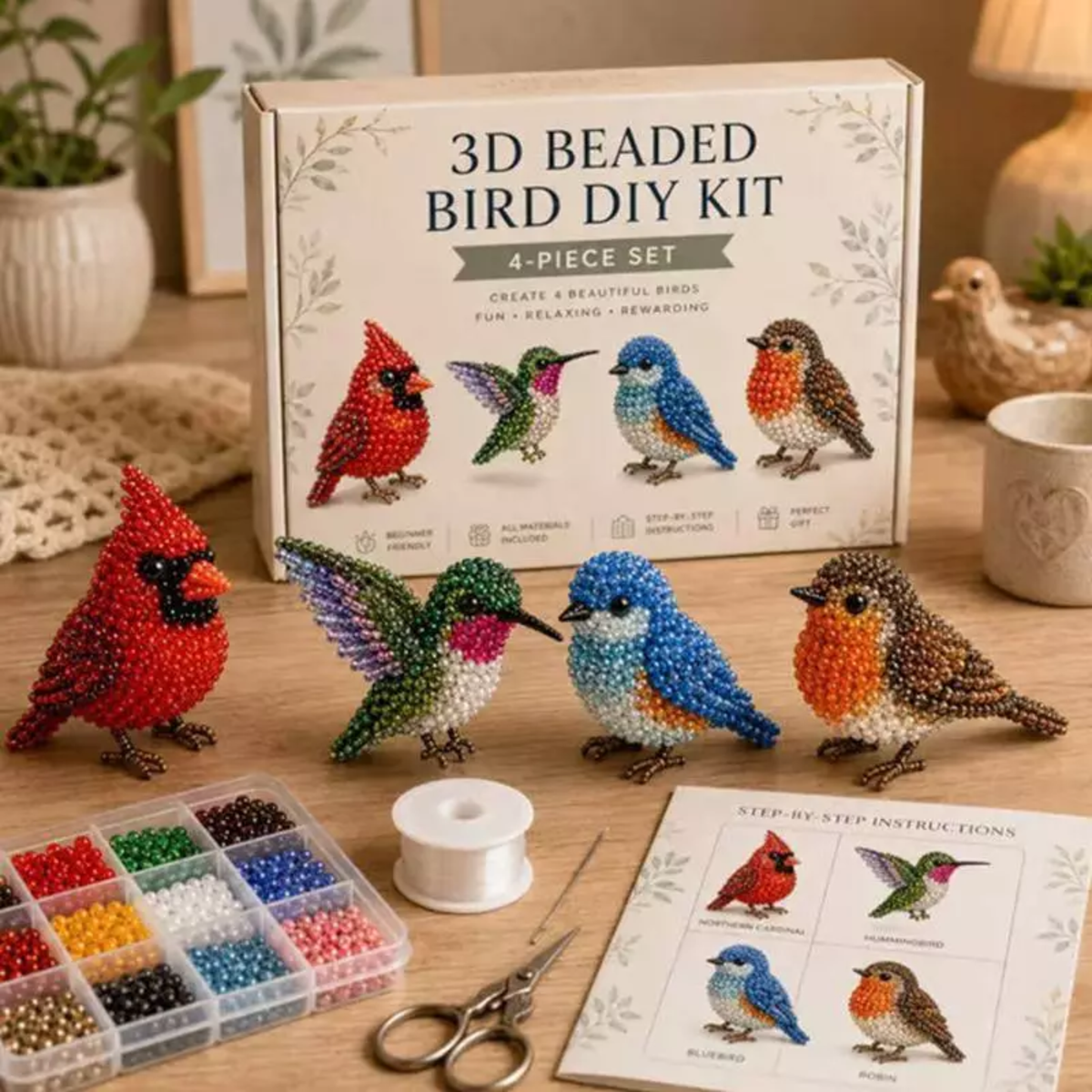 3D Mini Pet Bead Keychain Making Kit, DIY Beaded Animal Kit, Handmade Bead Art Craft Kit, Cute Animal Jewelry & Creative DIY Craft