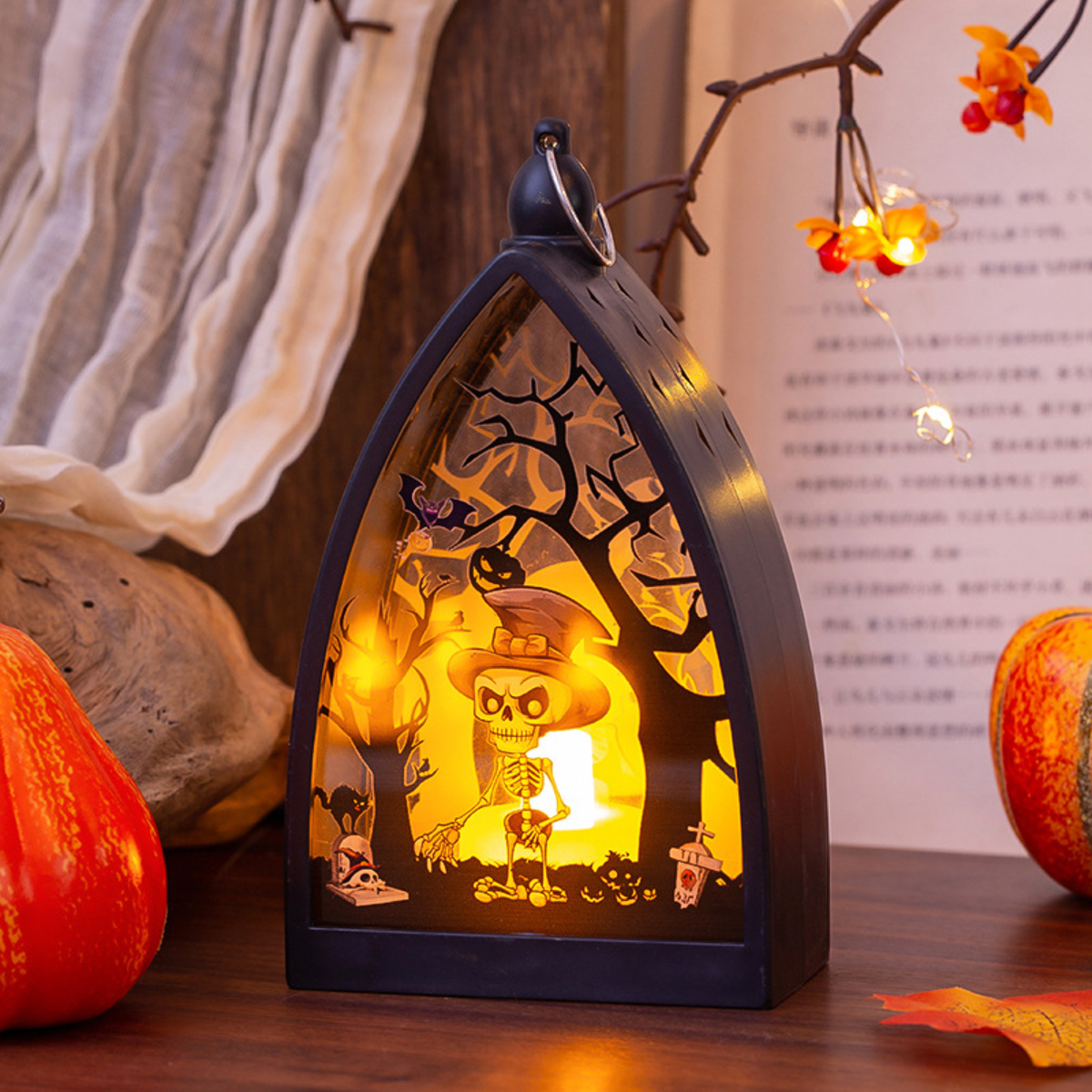 Halloween Decorations Glowing Pumpkin Skull Castle Wind Lamp Party Atmosphere Scene Layout Props Desktop Decorations