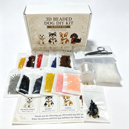DIY Beaded Animal Kit, 3D Mini Pet Bead Keychain Making Kit, Handmade Bead Art Craft Kit, Cute Animal Jewelry & Creative DIY Craft